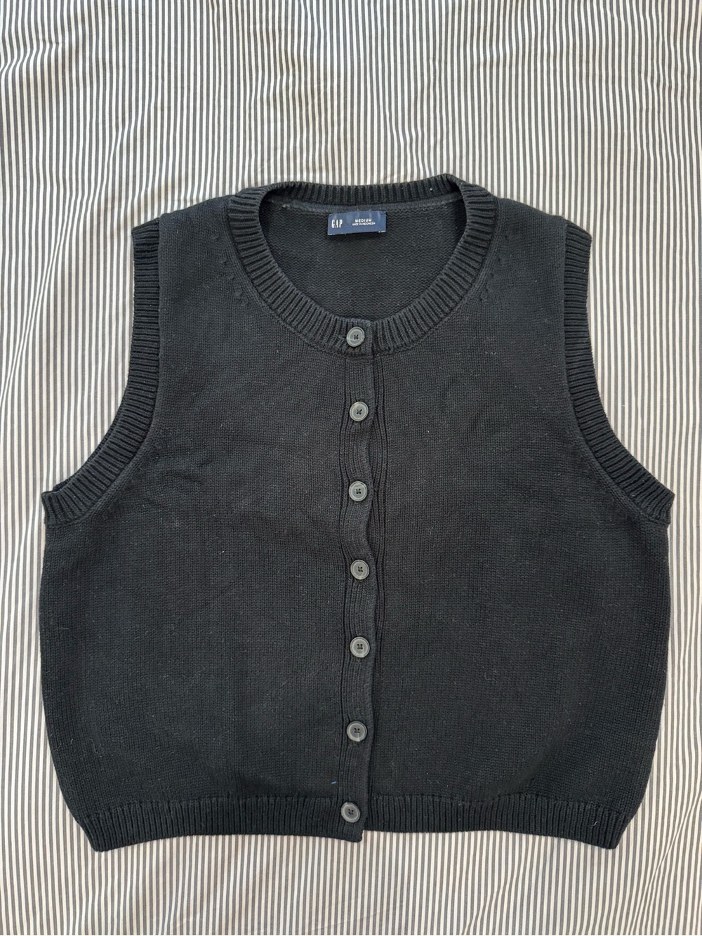 Gap Women’s 100% Cotton Black Button-Front Sweater Vest